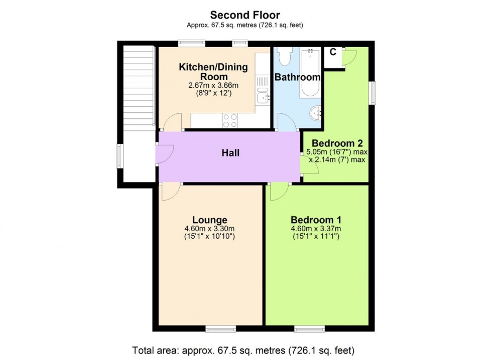Floorplan for Flat 3, 9 Bargate, Richmond