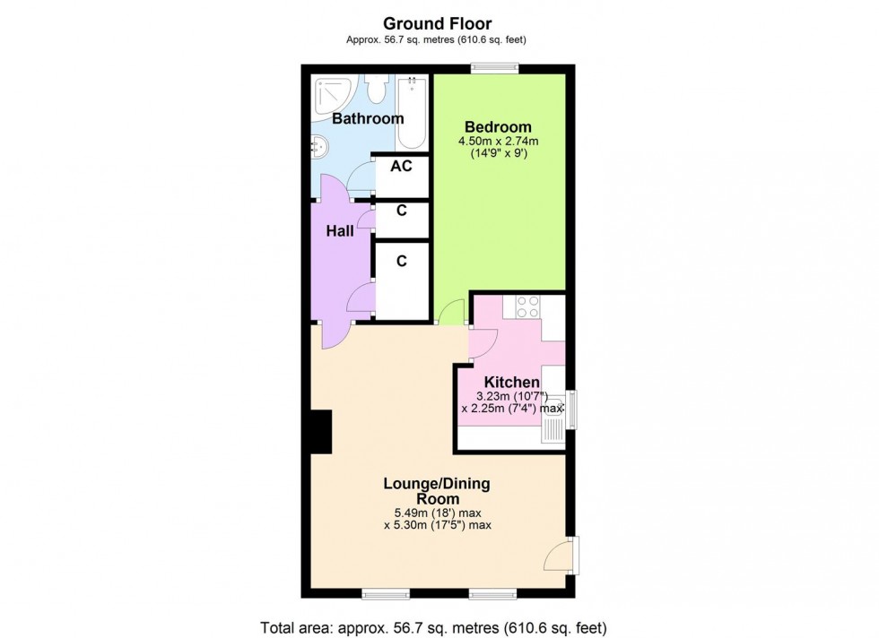 Floorplan for Flat 4, Waterforth House, Carlton, Coverdale