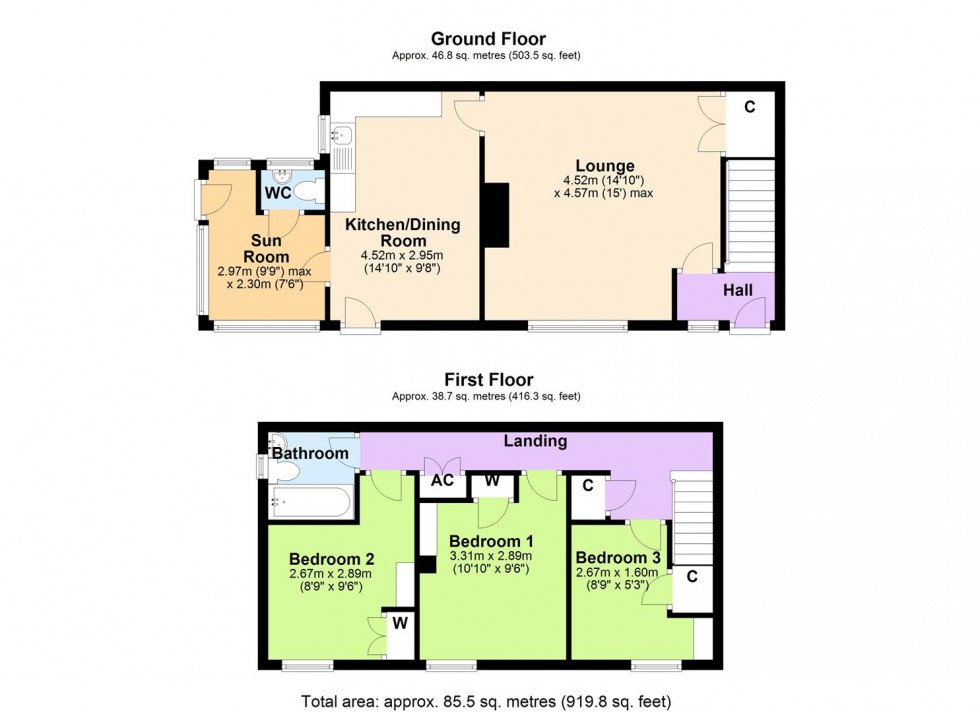 Floorplan for 1 Ivy Dene Cottages, West Witton, Wensleydale