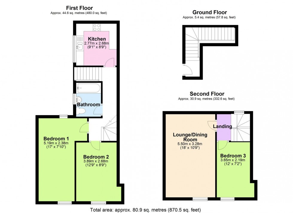 Floorplan for Flat above 4 Frenchgate, Richmond