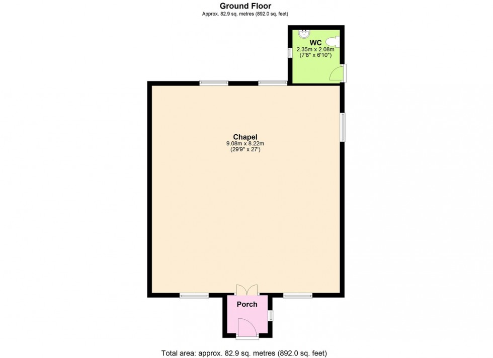 Floorplan for Carlton Methodist Church, Carlton, Coverdale