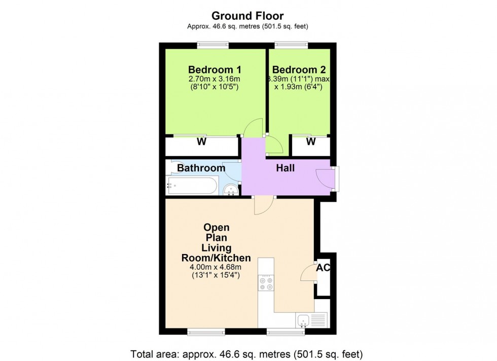 Floorplan for Flat J, Wynd House, Castle Wynd, Richmond