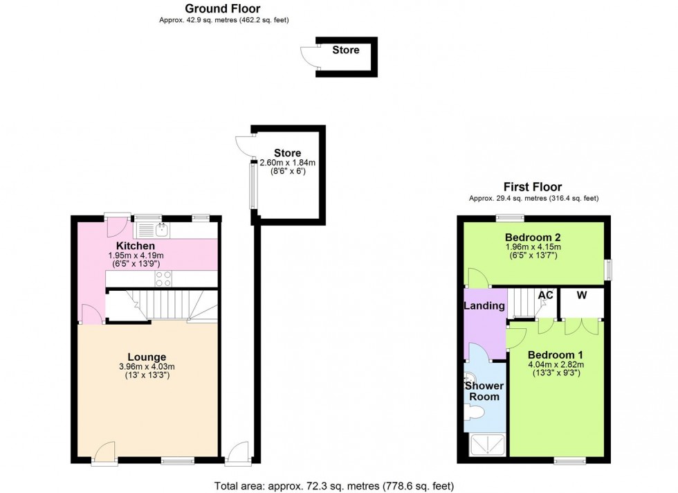 Floorplan for Myrtle Cottage, Grassgill, West Witton, Wensleydale