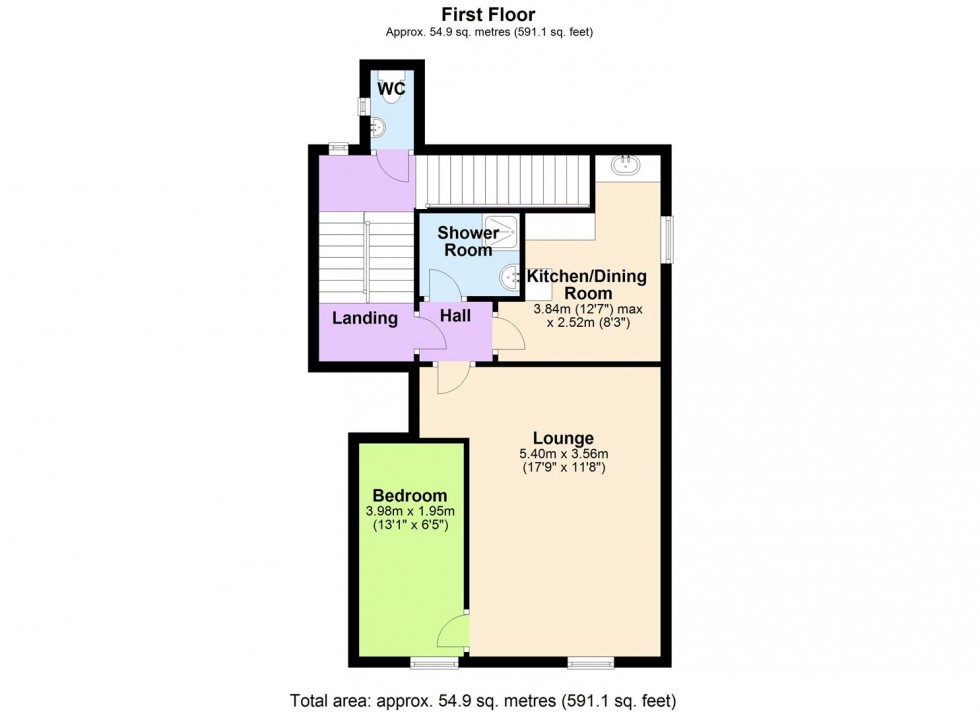 Floorplan for Flat 1, 37 Market Place, Richmond