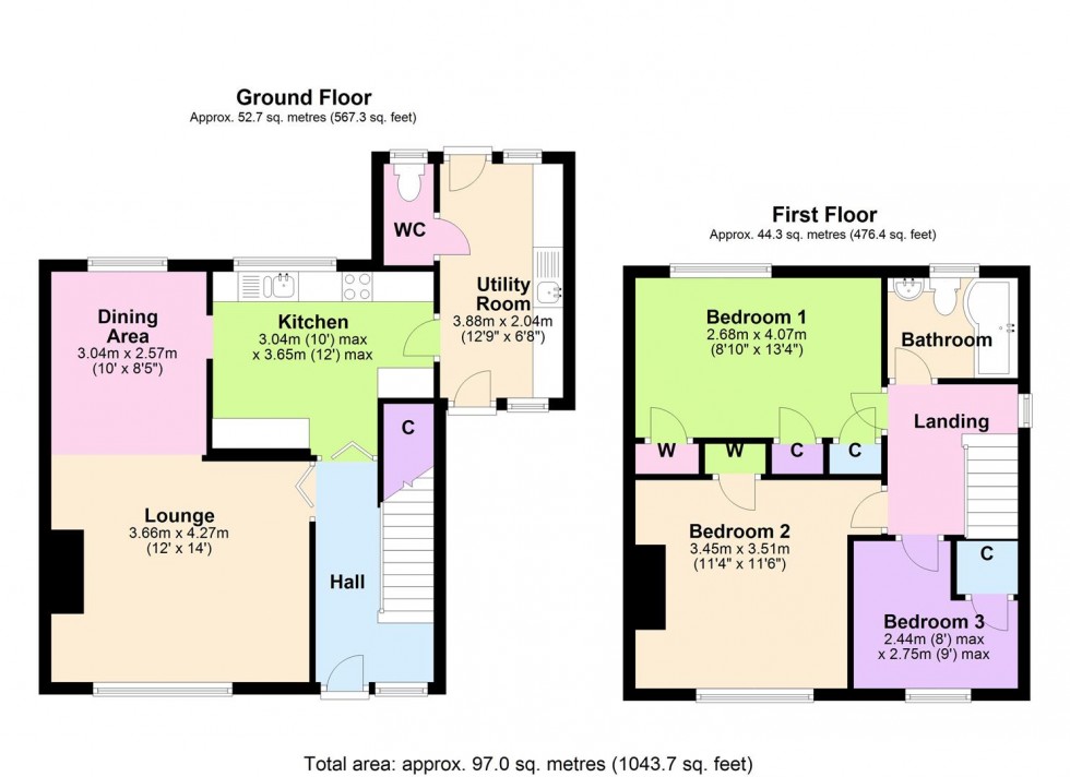Floorplan for 30 Sutton Avenue, Colburn, Catterick Garrison