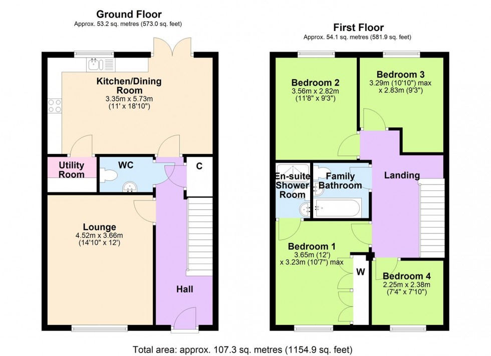 Floorplan for Woodland Avenue, Colburn, Catterick Garrison