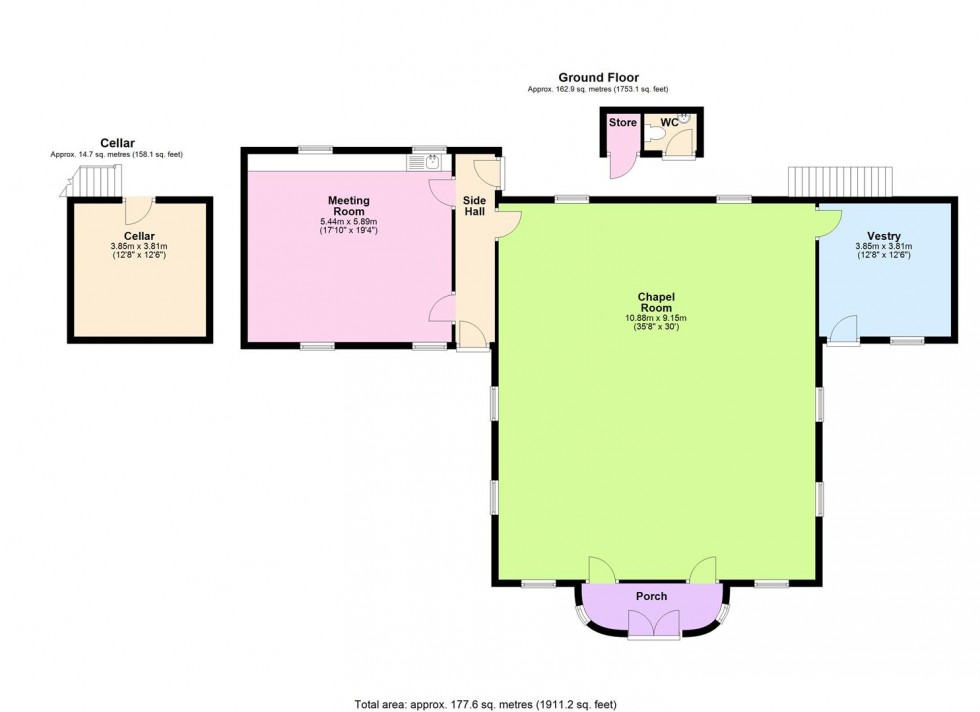 Floorplan for West Burton Methodist Chapel, West Burton