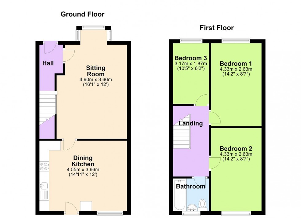 Floorplan for 34 Roman Road, Leeming, Northallerton