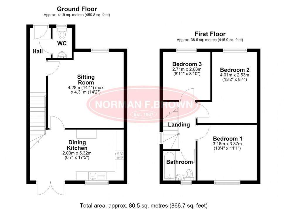 Floorplan for Primrose Way, Aiskew, Bedale